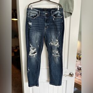 Judy Blue Dark Wash Distressed Boyfriend Jeans